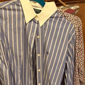 Blue Striped Ladies Shirt size 6